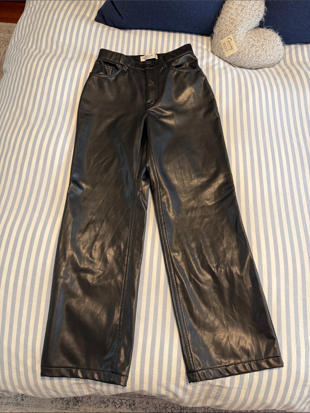 Abercrombie & Fitch Black Leather Wide-Leg Pants